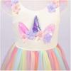 Kinder Regenbogen Einhorn Kleid mit Farbverlauf: Ärmelloser Macaron-Gaze-Rock Prinzessinnen-Set