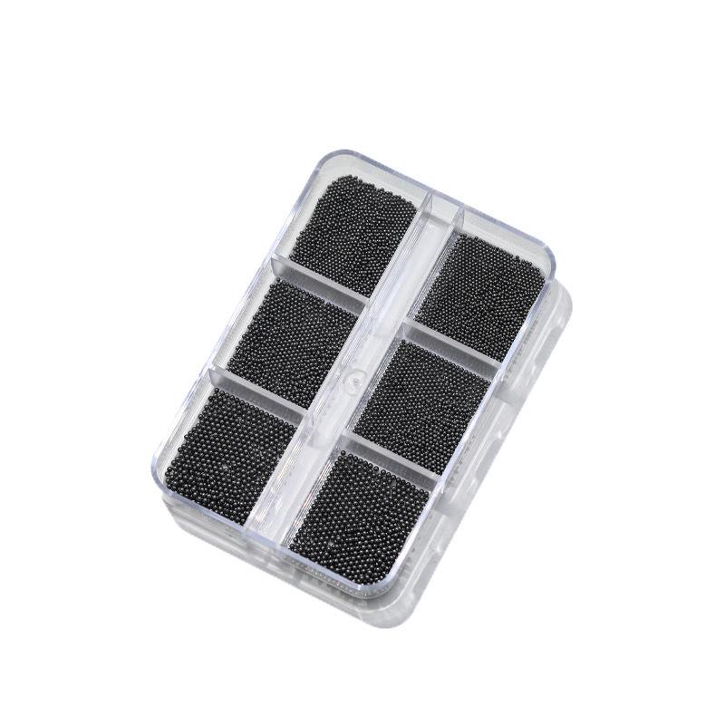 6-Grid Boxed Gold & Silver Metal Round Beads for DIY Nail Art & Jewelry Accessories