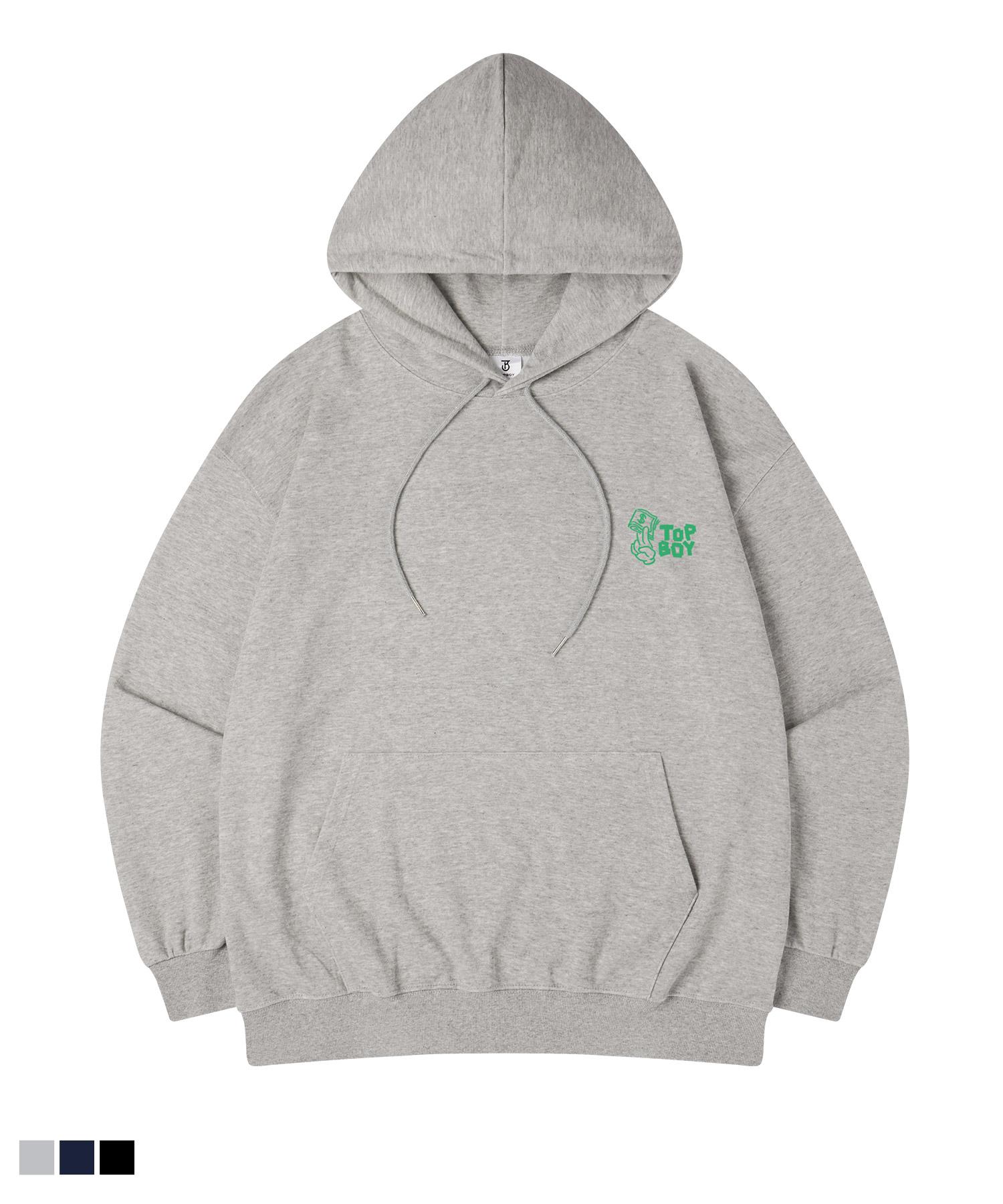 Top Boy Dirty Cash Oversized Fleece-Lined Printed Hooded Sweatshirt Navy/Xl