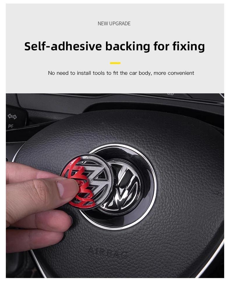 ABS Carbon Fiber Pattern Car Logo Steering Wheel Sticker Badge For VW GTI Passat B6 Golf 4 5 7 Polo Jetta Caddy Beetle Tiguan CC