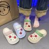 Creative and Cute Personality Small Cherry Hole Shoes Women's Summer Wear High Value Soft Thick Sole Non-slip Light and Comfortable Slippers