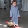 2025 Spring Korean Retro Plaid Knee-Length Dress with Buttons for Girls