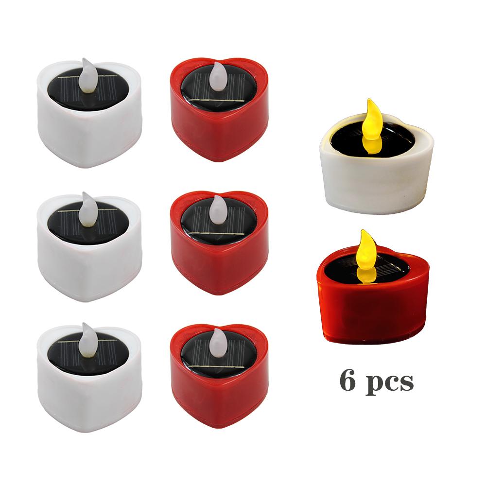 Heart Candle LED Tea Lights Solar Romantic Flameless Decorations Special Night Set for Valentine's Day Wedding Anniversary