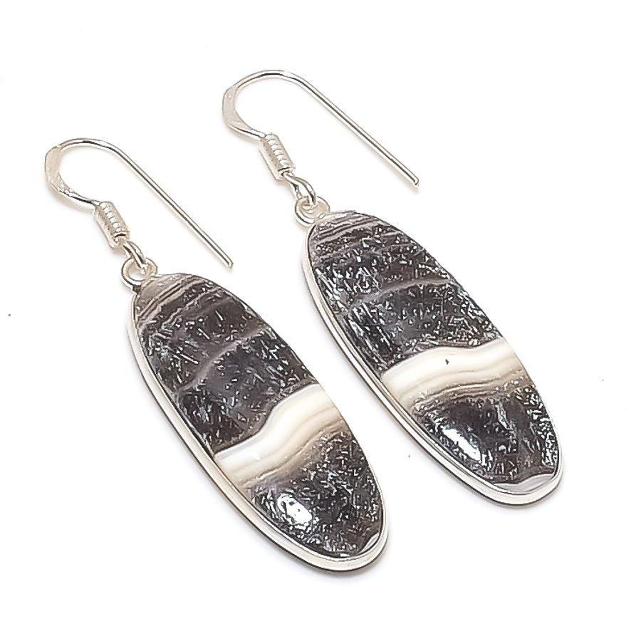 Natural Calcite Agate Gemstone 925 Sterling Silver Jewelry Earring 2.01  AE-11972