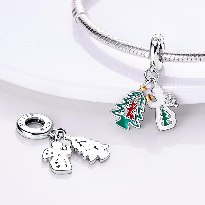 Copper Cold Winter Charms Bead Christmas Santa Claus Elk Deer Snowman Pendants Fit Original Bracelet Diy Jewelry