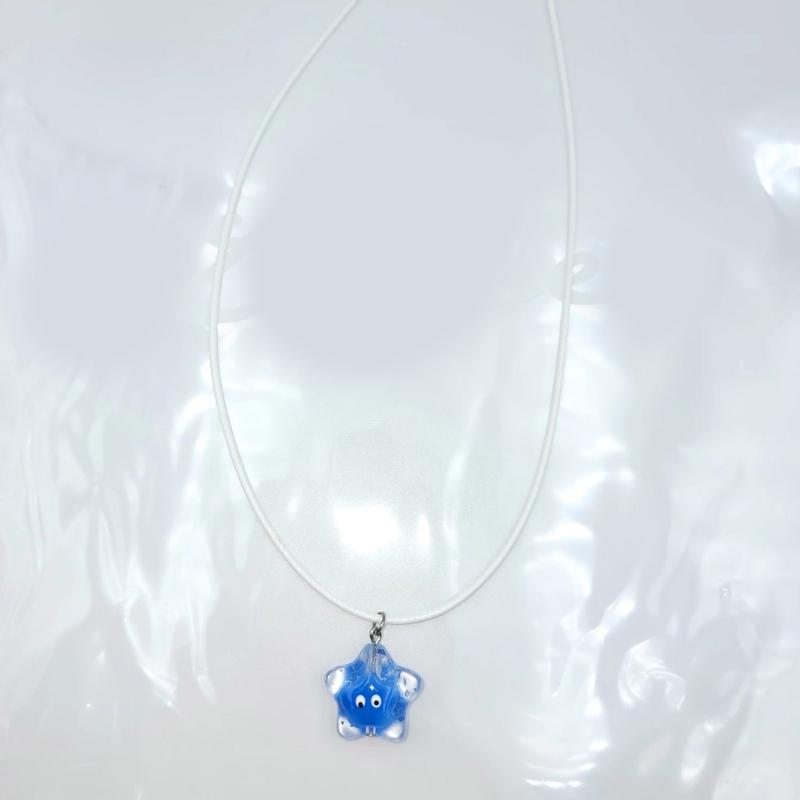 Fashion Star Pendant Necklace Lovely Resin Charm Sweater Chain for Women Teen Girls Korean Choker Clavicle Chain Jewelry