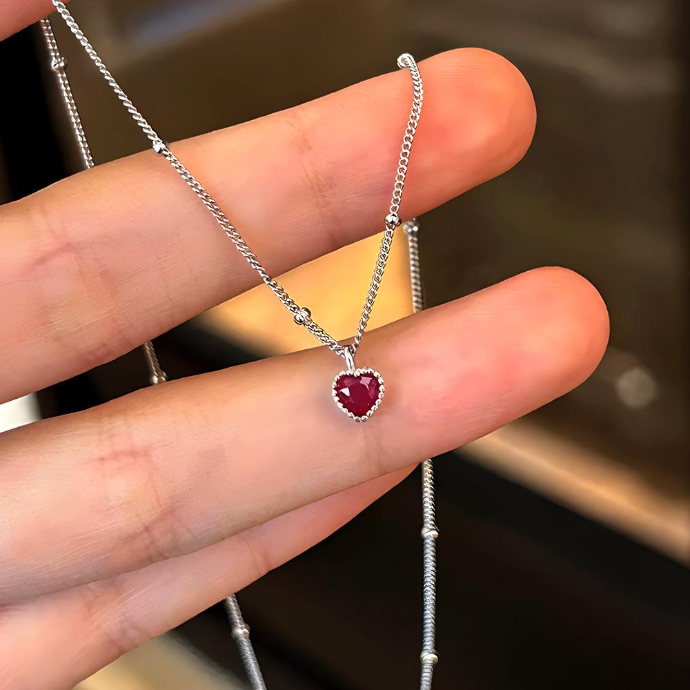 Elegant Korean Style S925 Sterling Silver Mini Heart Necklace for Women 925 Silver