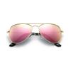 Polarized Kids Teens Juniors Aviator Polarized Sunglasses Stainless Steel Frame Spring Hinge UV Protection, Pink
