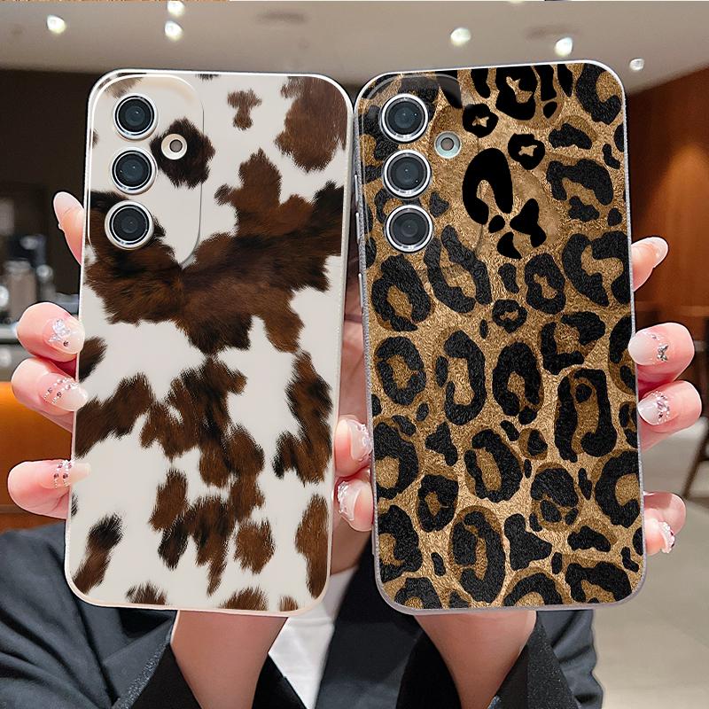 Leopard Printed TPU Phone Case For Samsung Galaxy S26 S25 S24 S23 Ultra S22 Plus S25 FE Edge Soft Silicone Leather Texture Cover