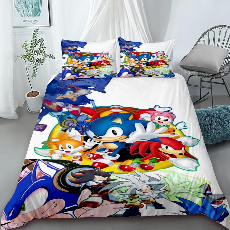 Sonic Duvet Cover for Kids Cool Bedding Set, Duvet Cover for Bedroom Decor Twin, Double, Queen,Soft and Comfortable and King