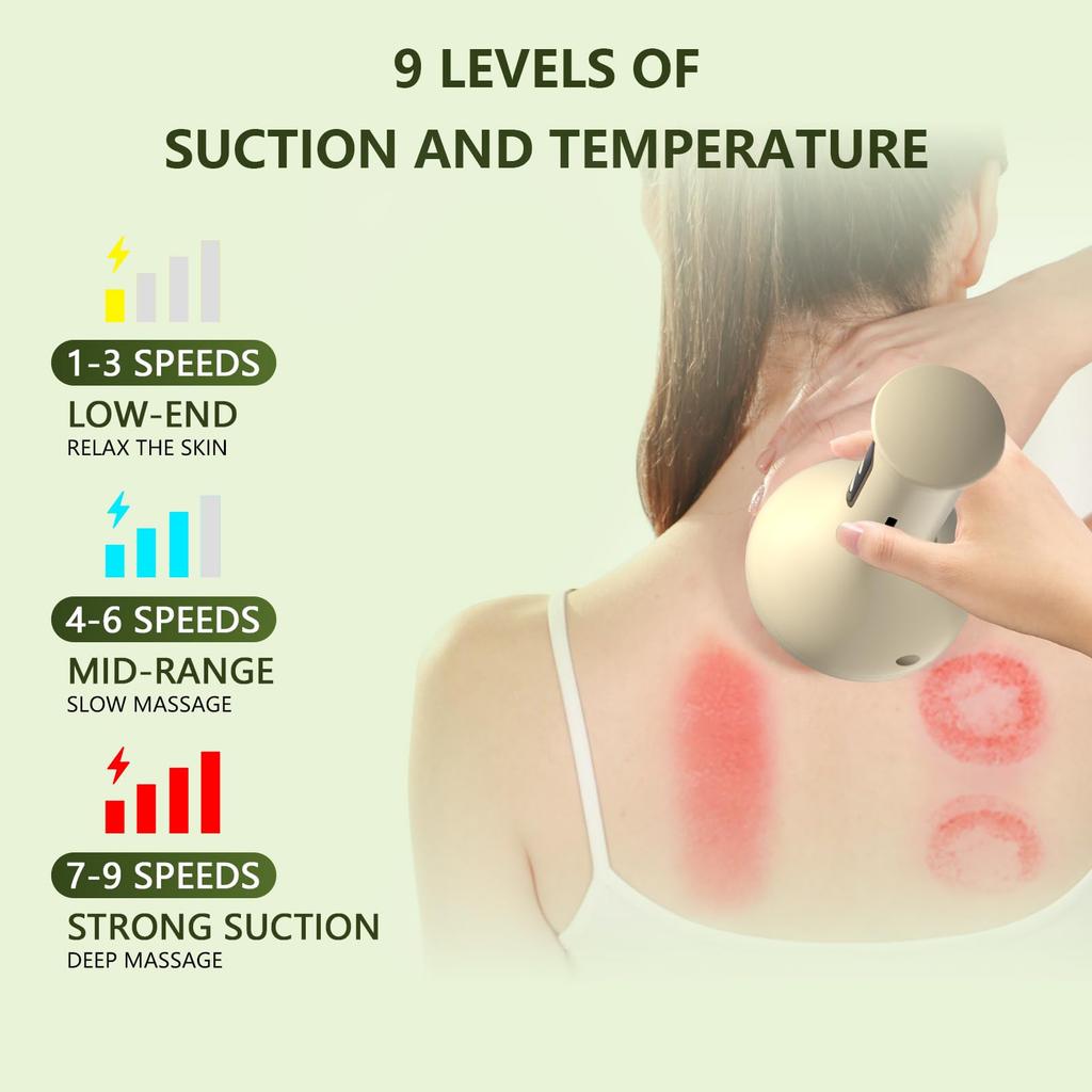 USB Rechargeable Abdominal Massager for Hot Compress and Adjustable Guasha Cupping Intensity Arm and Leg Massage Handheld