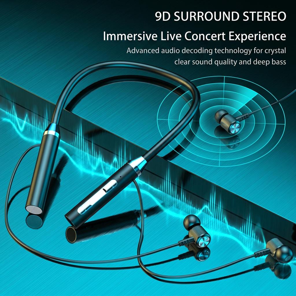 Wireless Bluetooth 5.2 Neckband Earphones Magnetic Sports Waterproof TWS Earbuds Blutooth Headset With Microphone Mic