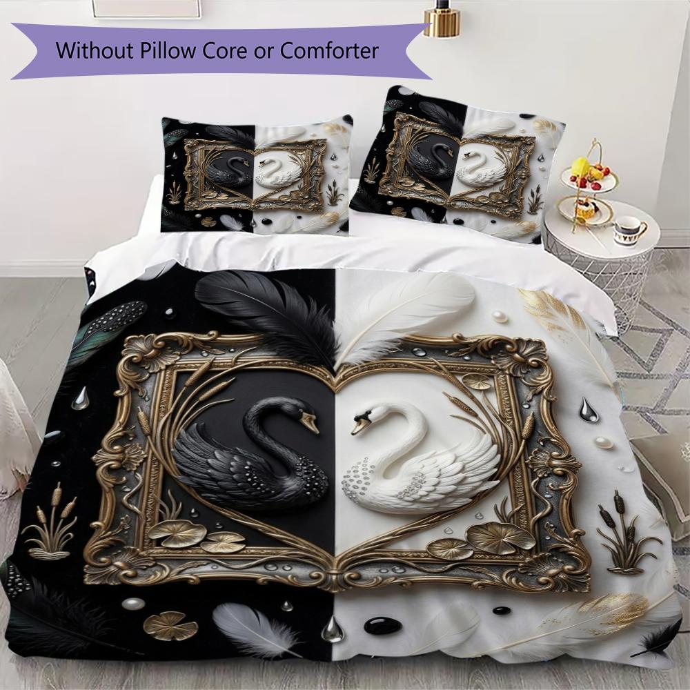 Gorgeous B&W Pattern Bedding uilt Set uilt Cover Pillowcase Home Decoration Birthday Gift (1 * duvet cover + 2 * pillowcase without core)39