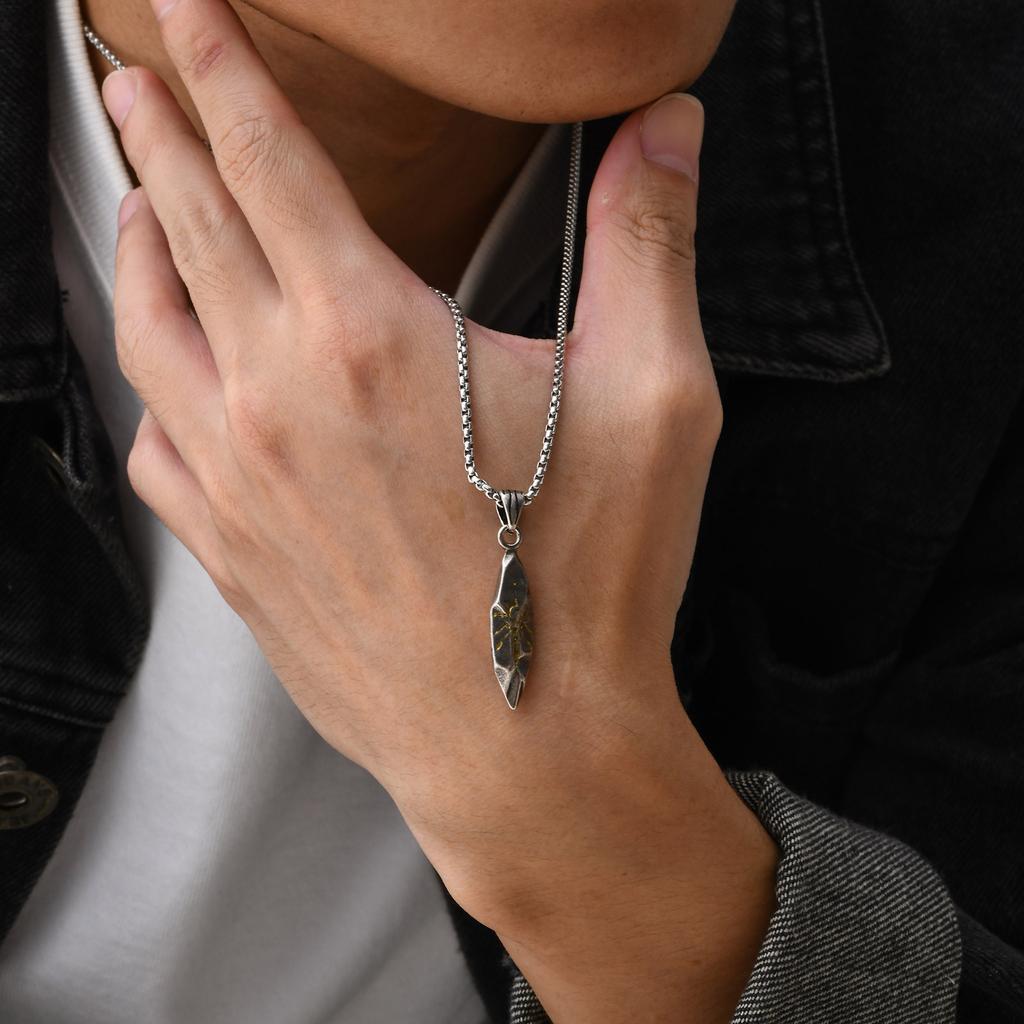 Punk Wishing Stone Necklace for Men Trendy Sun Lion Head Pendant Birthday Gift Anniversary Present