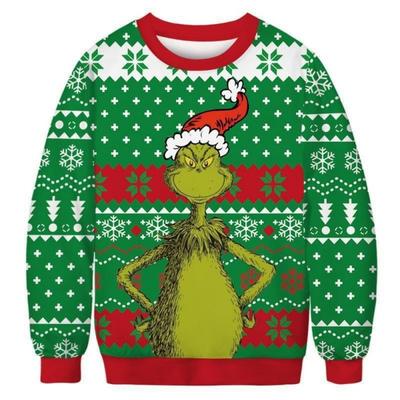 Karneval Weihnachten Mode Herren Damen Pullover Grünes Pelzmonster Druck Pullover Cartoon Lässig Sweatshirt t-shirt Kleidung