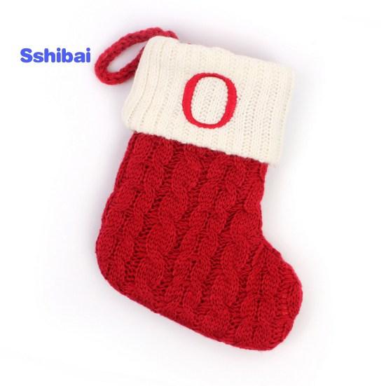 Christmas Sock Ornament with Lanyard Large Capacity Rich Color Classic Letter Design Stocking Hanging Decoration