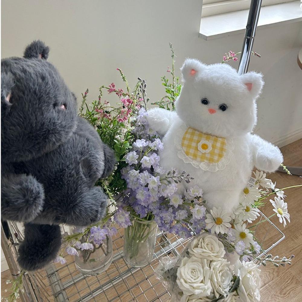 Fluffy Cat Plush Toy Cartoon Cat Stuff Doll Stuffed Toys Black Cat Plush  Christmas Gift