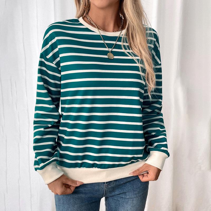 Yiyi Retro Women's Color Block Striped Pullover Hoodie for Spring/Autumn 2025
