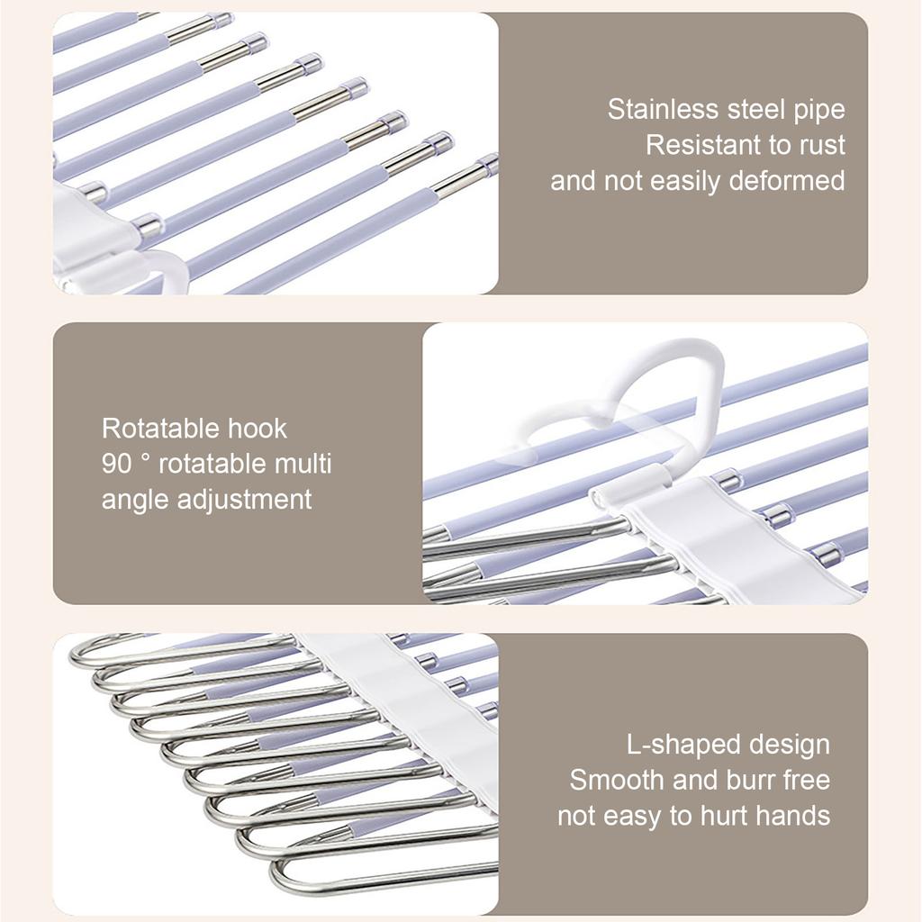 Multi-Tier Pants Hanger with 9 Non-Slip Bars Space Saving Closet Organizer Metal Clothes Rack for Home Use