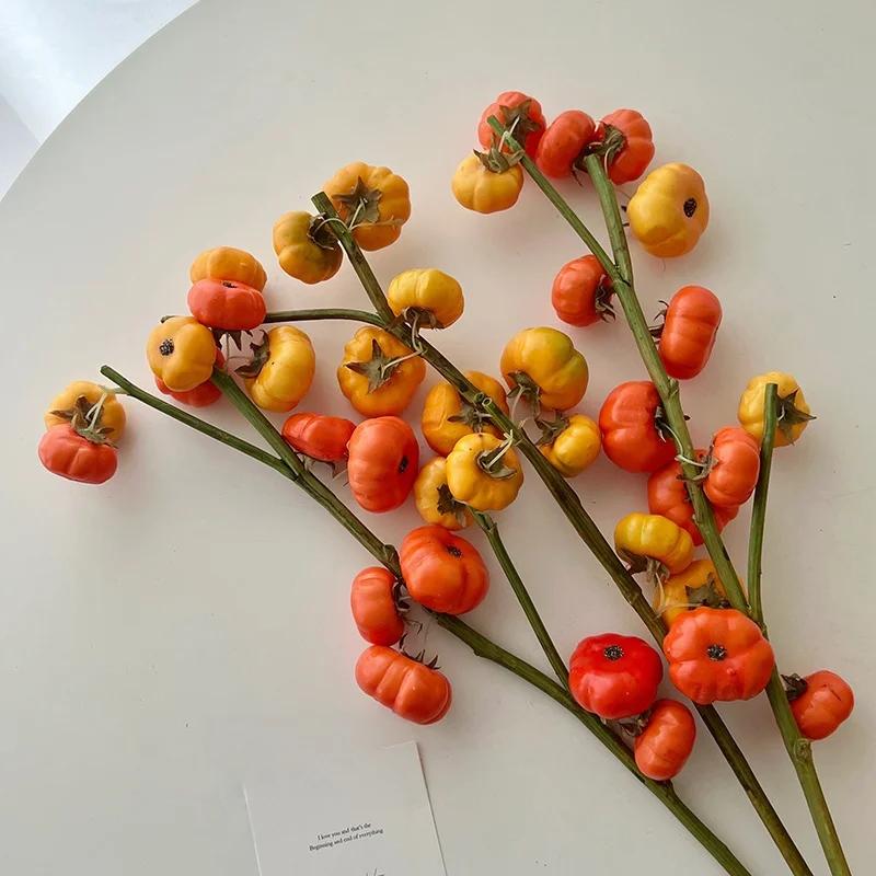 For Harvested Simulation Small Pumpkin Vase Decoration Living Room High-End Faux Een Plant Fruit Desktop Floral Art Decor