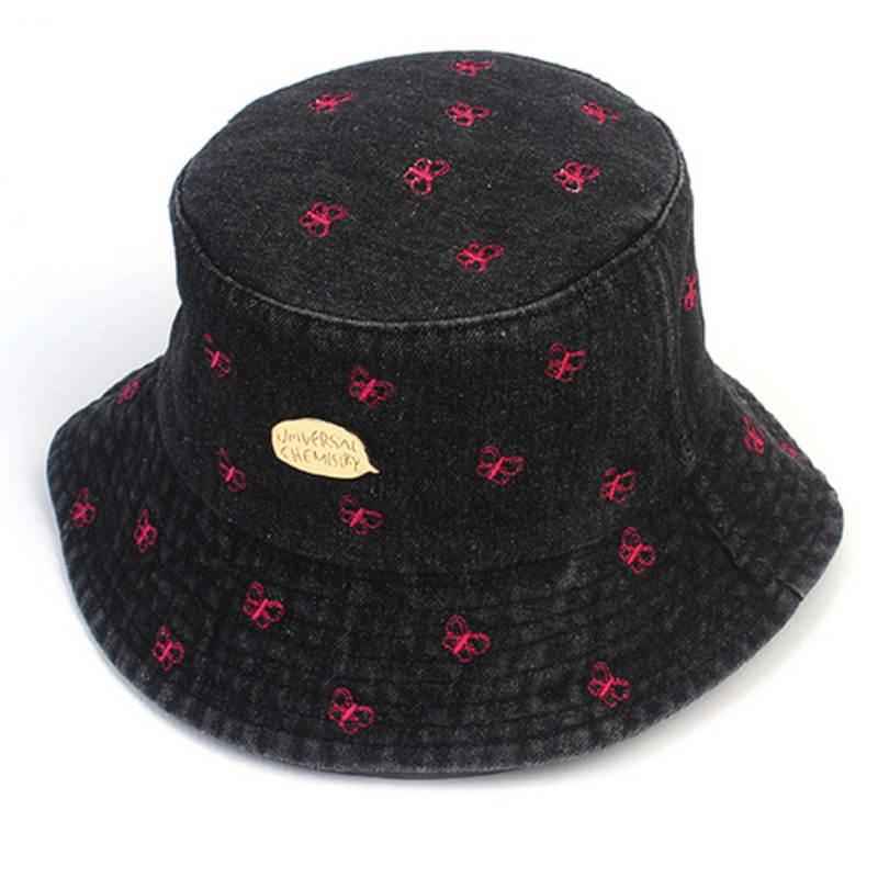 

Универсальная химия Панама из черного денима с бабочкой FREE