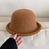 Solid Color Rolled Edge Wool Fisherman Hat Women's Autumn and Winter High End Hat Face Showing Top Hat Dome Casual Basin Hat
