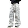 Grey camouflage overalls men's and women's tied feet American high street hiphop wide-leg straight casual long pants tide ins