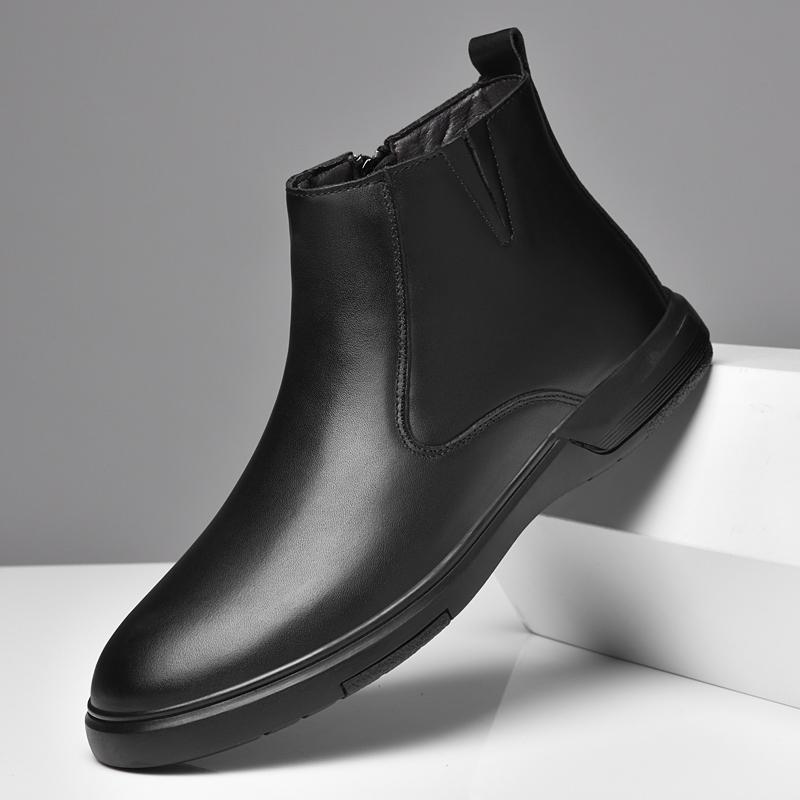 Autumn Winter High-Top Genuine Leather Shoes Classic Men'S Chelsea Boots New Fashion Male Ankle Boots Versatile Business Botas