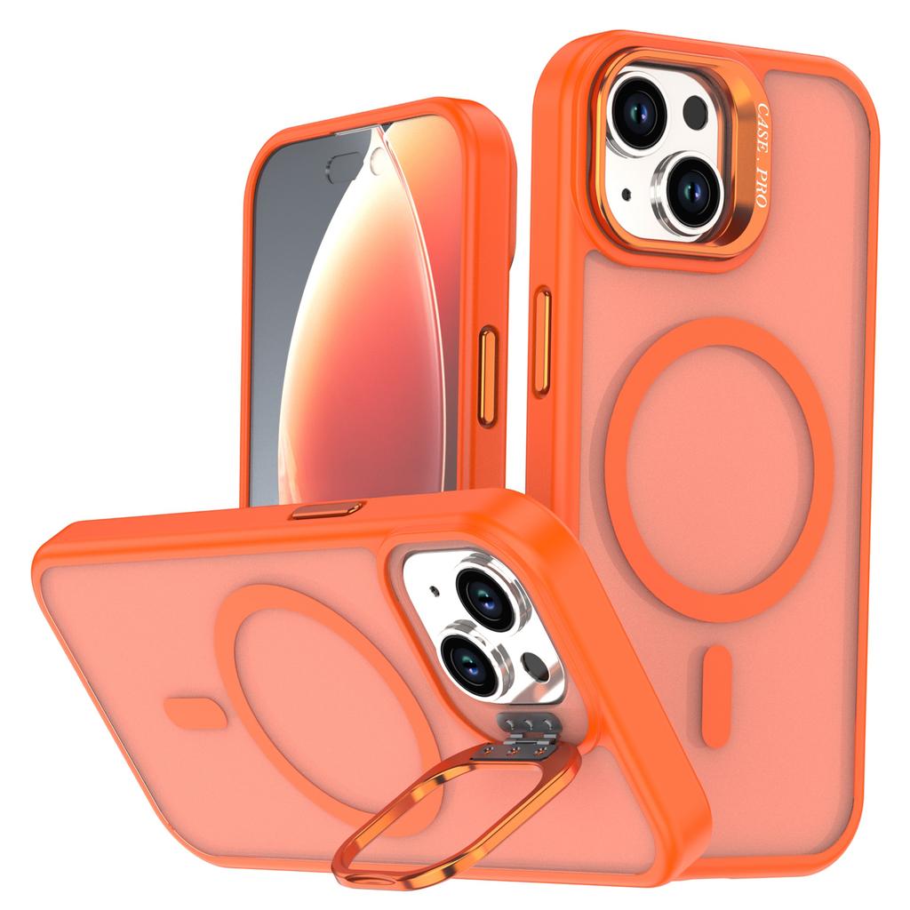 For iPhone 14/13 Case Foldable Kickstand Matte PC + TPU Phone Cover Compatible with MagSafe
