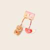 Bear Cream Love Heart Wing Plush Keychain Embroidery Design For Gift Couples