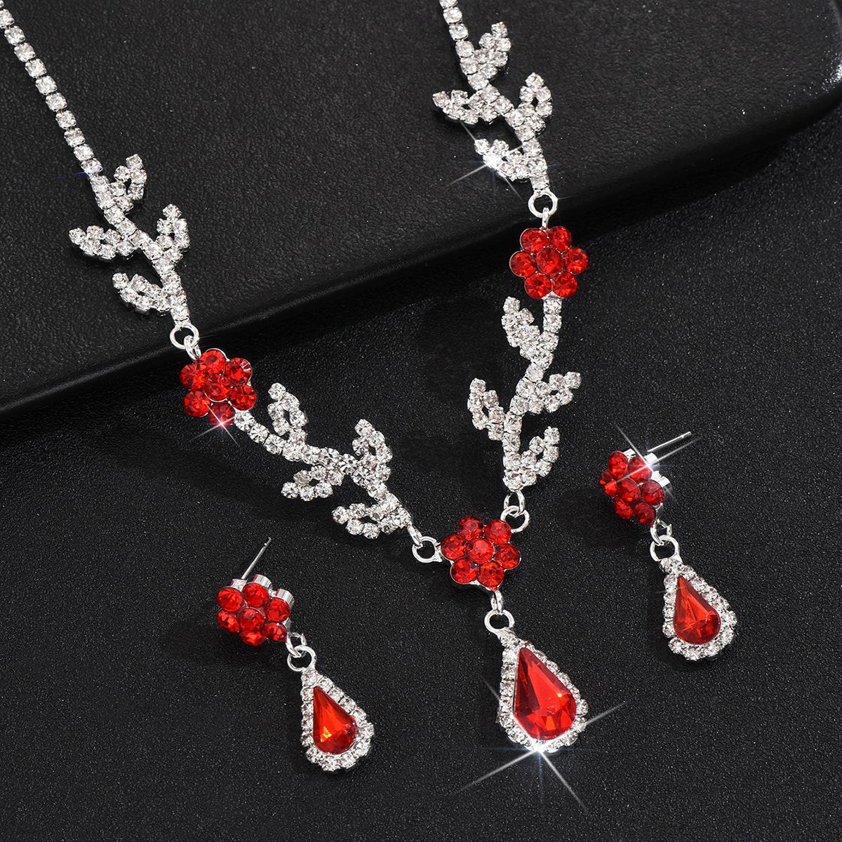 

Свадебный комплект украшений с бриллиантами, ожерелье, серьги-гвоздики, комплект из двух предметов для банкета и вечеринки