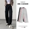 Tie Overalls Women's Autumn New High-waisted Straight Loose Sports Casual Parachute Wide-leg Pants