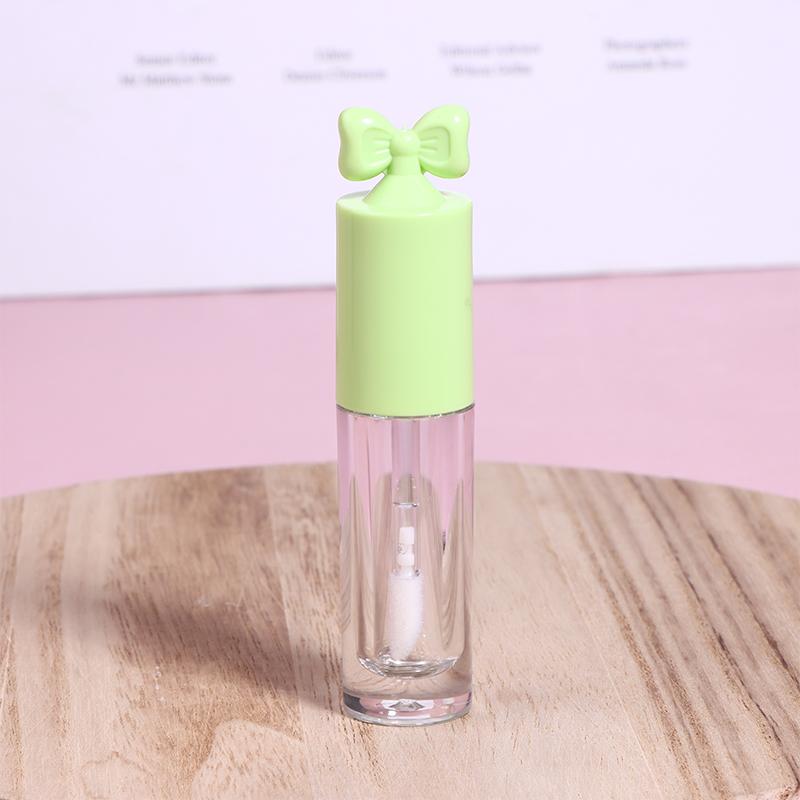Cute Creative Bow Shape Lip Gloss Tubes Clear Empty Diy Cylindrical Lip Balm Tubes 2.5Ml With Wand Refillable Lipstick Bottle