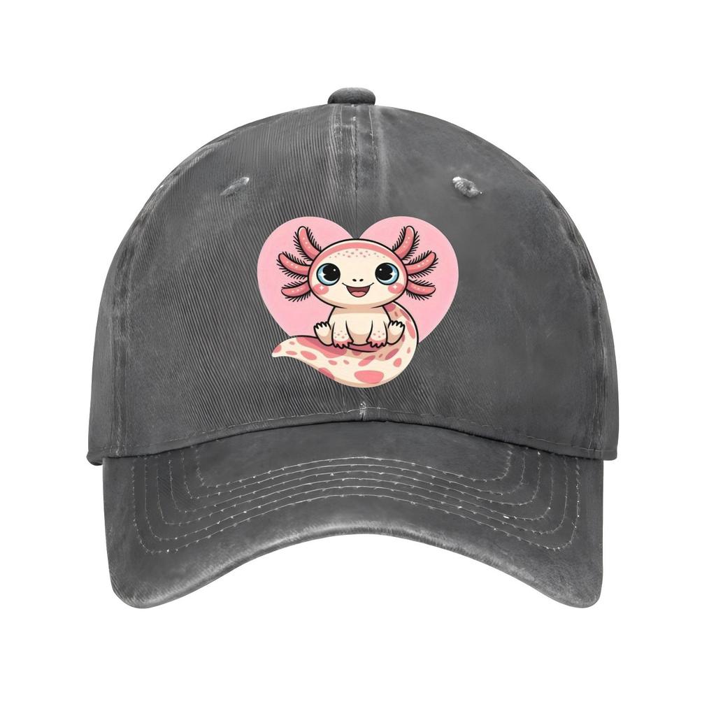 Cute Axolotl Heart Baseball Cap Adult Unisex Adjustable Cotton Casual Print Sun Protection