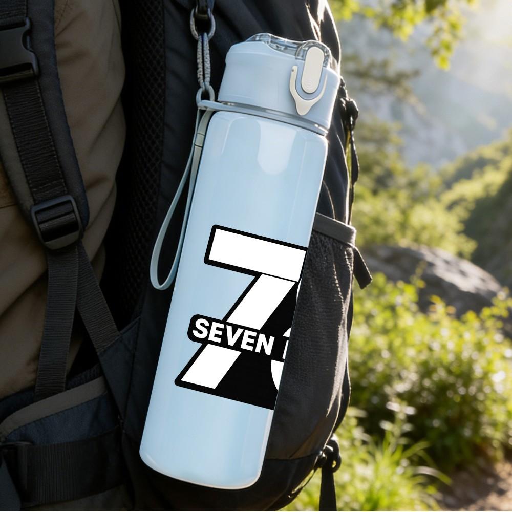 1PC Seventy Eight Block Number Print 750ml Color Plastic Sports Water Bottle Leakproof Flip Straw Lid Suitable for Sports Office Home Use