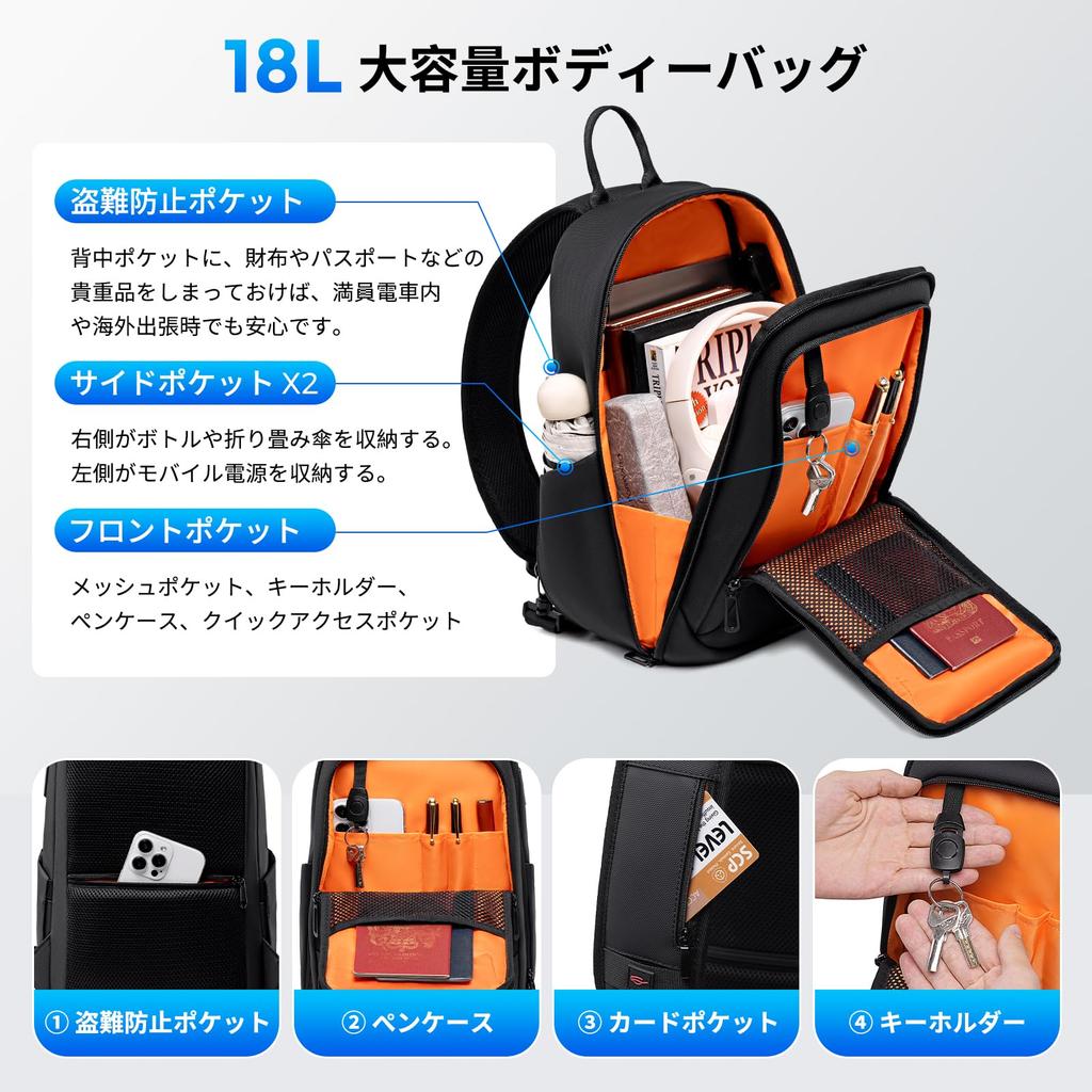 Shoulder Bag Large Capacity Body Shoulder Bag with USB Fits Shoulder Bag for Crossbody School [FENRUIEN] [18L] Bag, Port, 11-inch iPad, Waterproof,