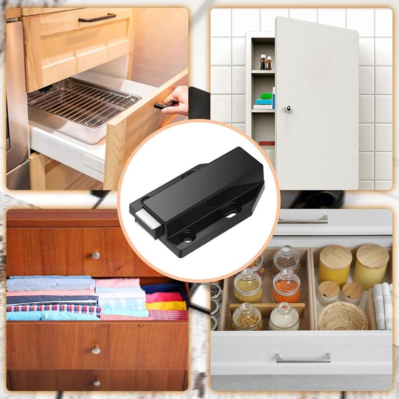 8 Pack Magnetic Push Latch Touch Latch Push Release Magnets Touch Latch Heavy Duty Push To Open Cabinet Hardware Black