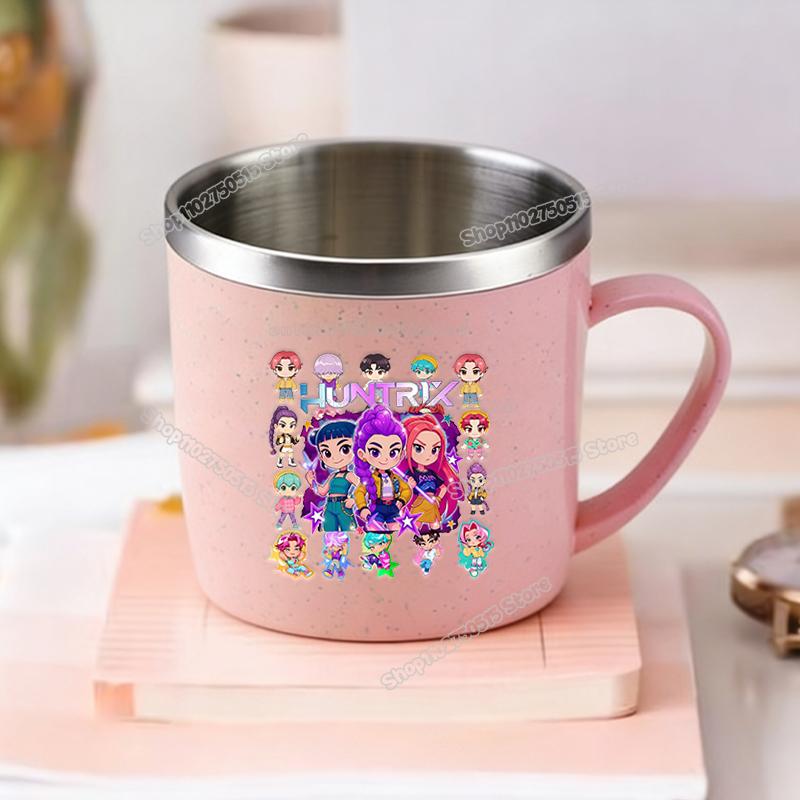 KPop Demon Hunters Children Home Water Cups Cartoon Stainless Steel Milk Mugs School Office Coffee Tea Adorable Girl Drink Cups