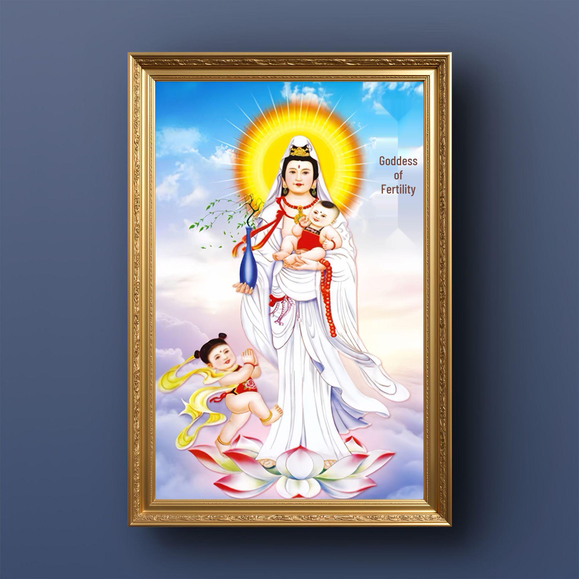 Guanyin Bodhisattva Child-Praying Wall Portrait 10x15