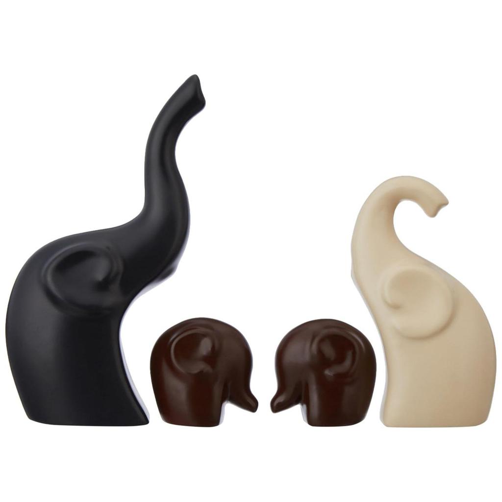 Home Decor Elephant Family Matte Finish Ceramic Fantasy Figures(Set of 4 Pieces,Multicolor)