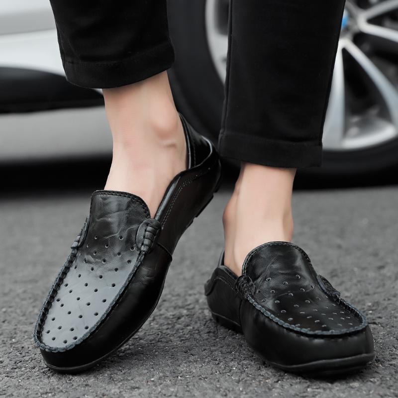 Fashion Mens High Quality Slip on Shoes All-match Male Comfortable Walking Footwear Genuine Leather Men Casual Shoes Men New Loafers