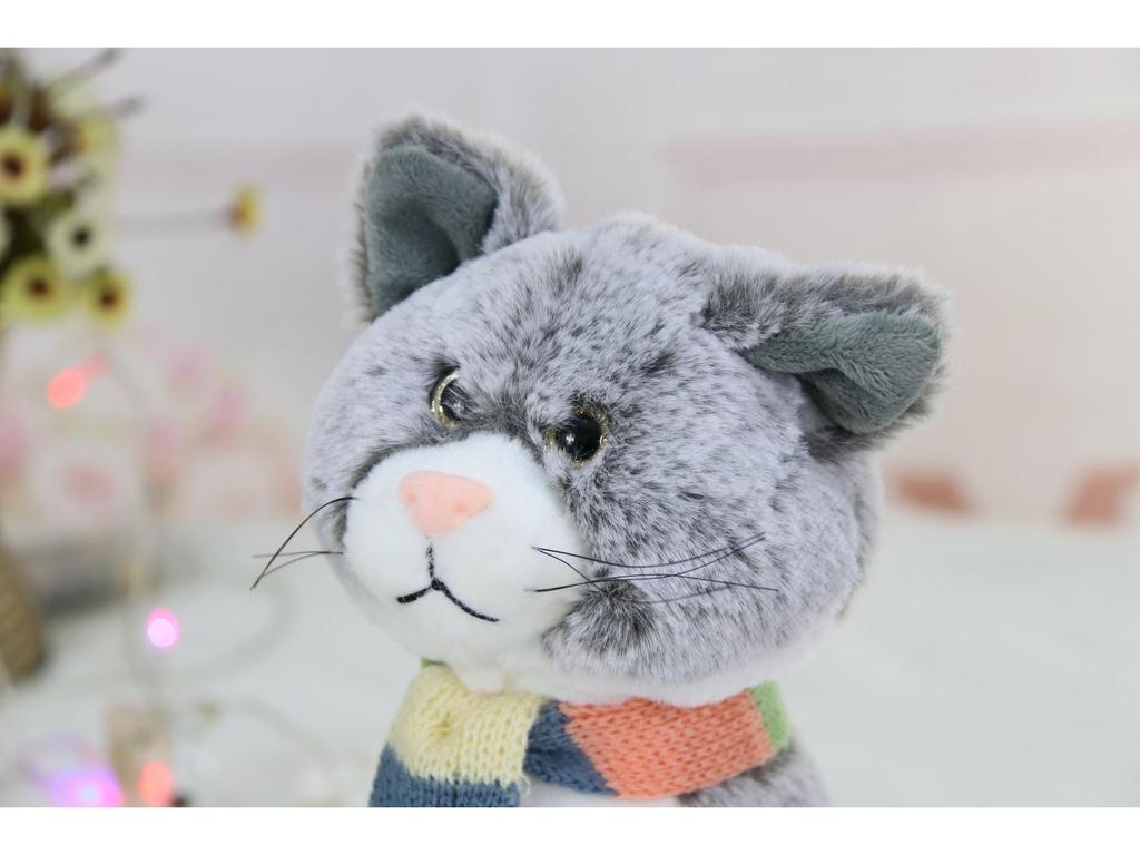 Foreign Trade Simulation Kitten Plush Doll - Children's Birthday Gift Cat with Scarf