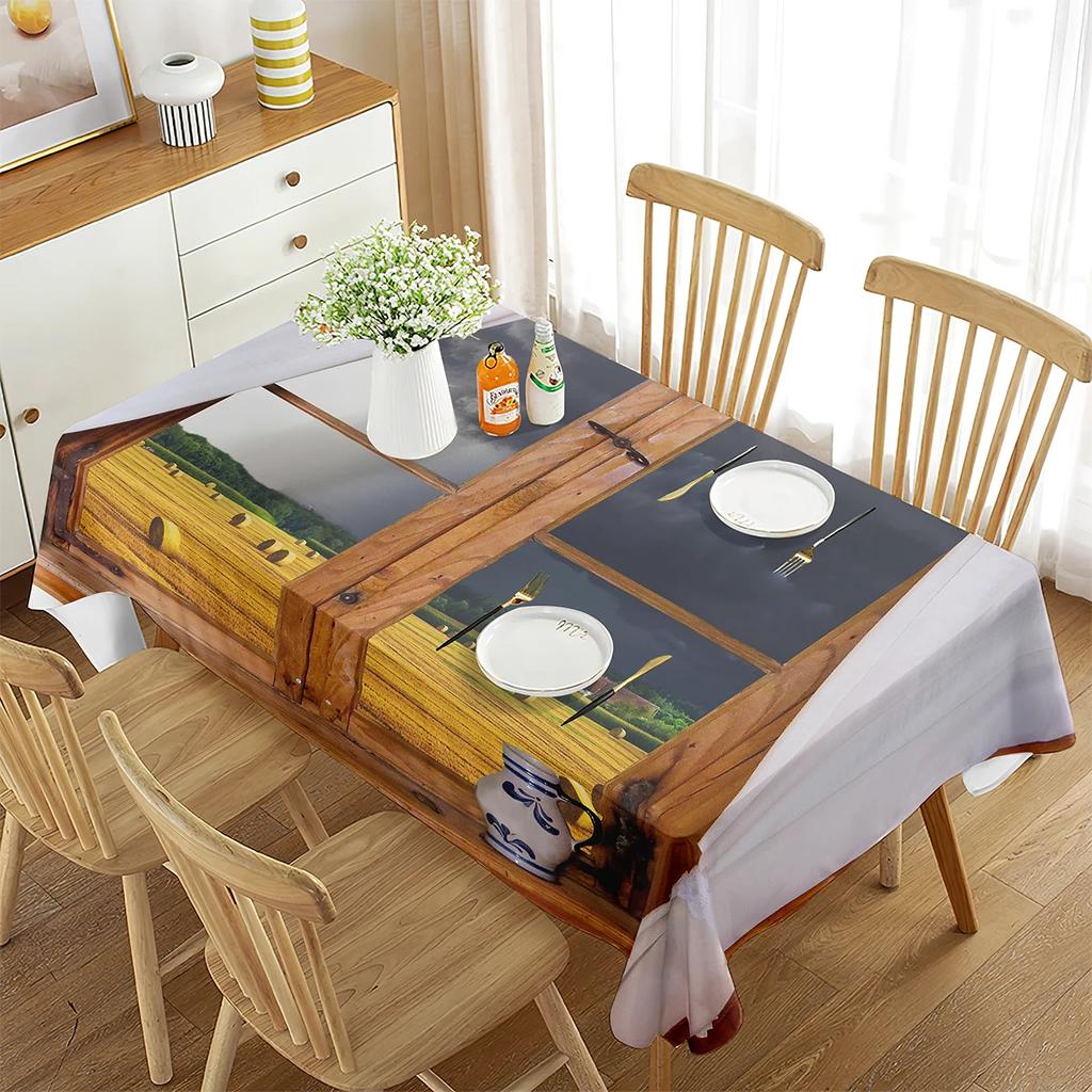 Scenery Outside The Window Tablecloth Beautiful Landscape Rectangular Table Cover for Coffee Table Dining Room Kitchen Decor