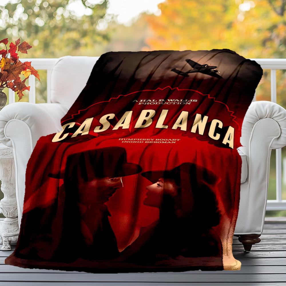 1pc Casablanca Outdoor Flannel Blanket Soft Plush Decor for Picnics, camping,Bedroom, Playroom, or Lunch Break, Perfect Gift