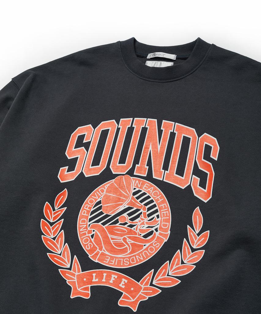 SOUNDSLIFE Flocking Printing Sweatshirts Charcoal