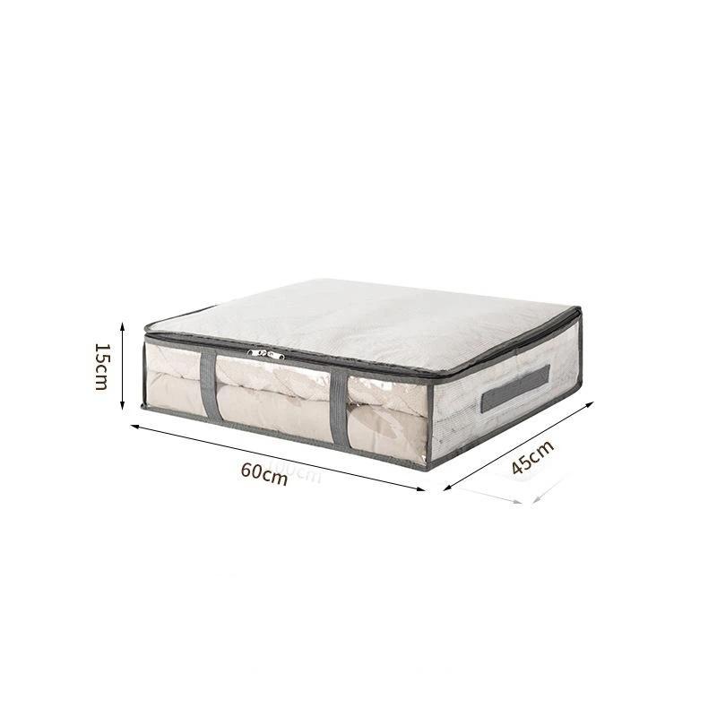 Transparent Under Bed Storage Bags Large Capacity Foldable Organizer With Zipper For Bedding Clothes