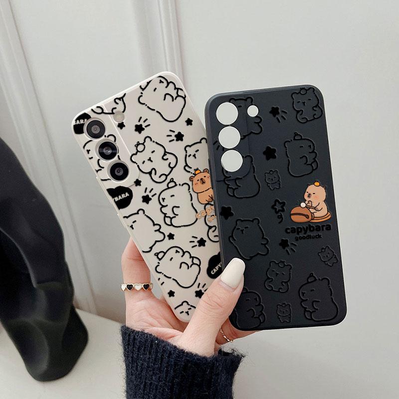Cartoon Capybara Cute Phone Case For Samsung Galaxy S26 S25 Ultra S24 S23 S22 Plus S21 S20 FE S26Ultra A37 A57 5G Silicone Cover