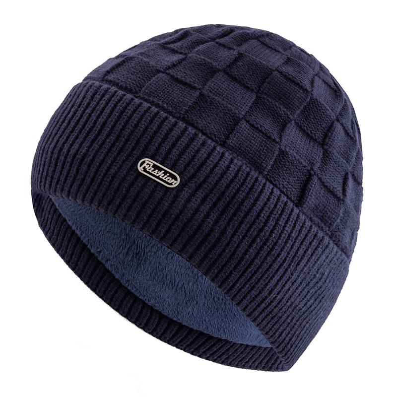 Nová unisex zimní čepice s plyšovou podšívkou z umělé kožešiny, teplá, malý čtvercový styl, měkká pletená čepice pro muže a ženy, zateplená, pletená čepice pro lyžování a sport