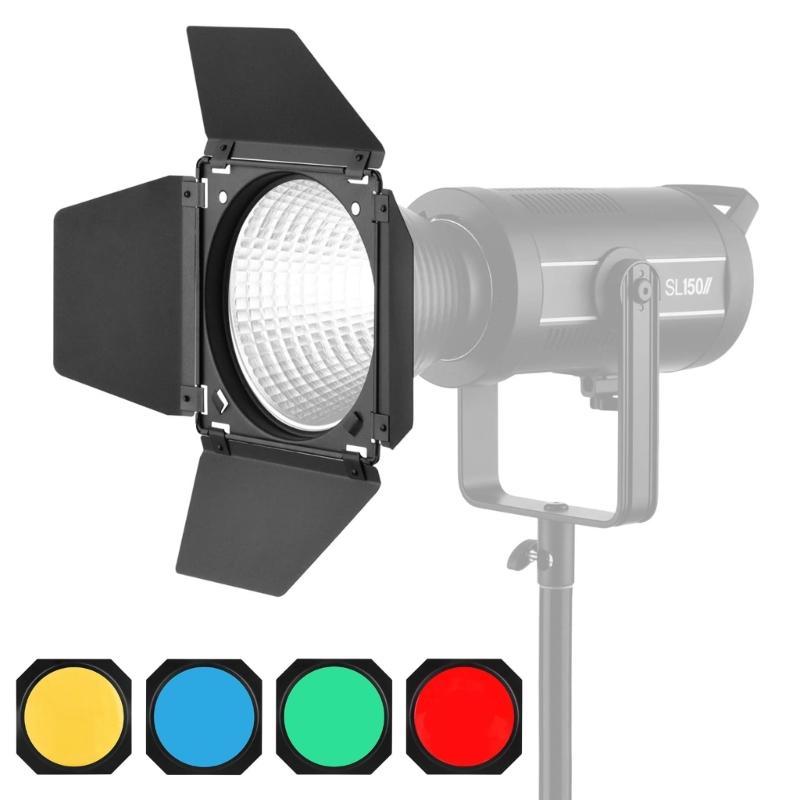 Barn Door & Honeycomb Grid &4 Color Gel Filters for 7Inch Standard Reflectors Studio Hing Accessories Kit
