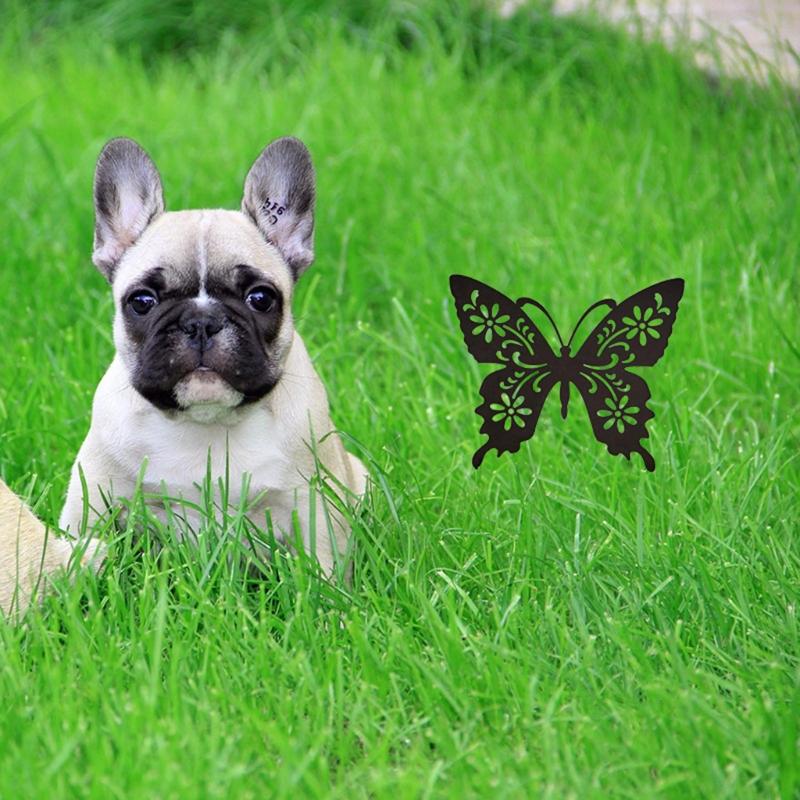 1 Pc Acrylic Black Butterfies Decor Family Yard Art Garden Stakes Lawn Floor Decoration Ornaments Hollow Out Shape